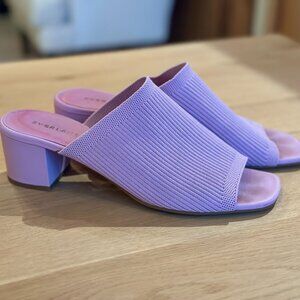 Everlane - The Glove Mule in Reknit - Lilac & Leather Block Heel